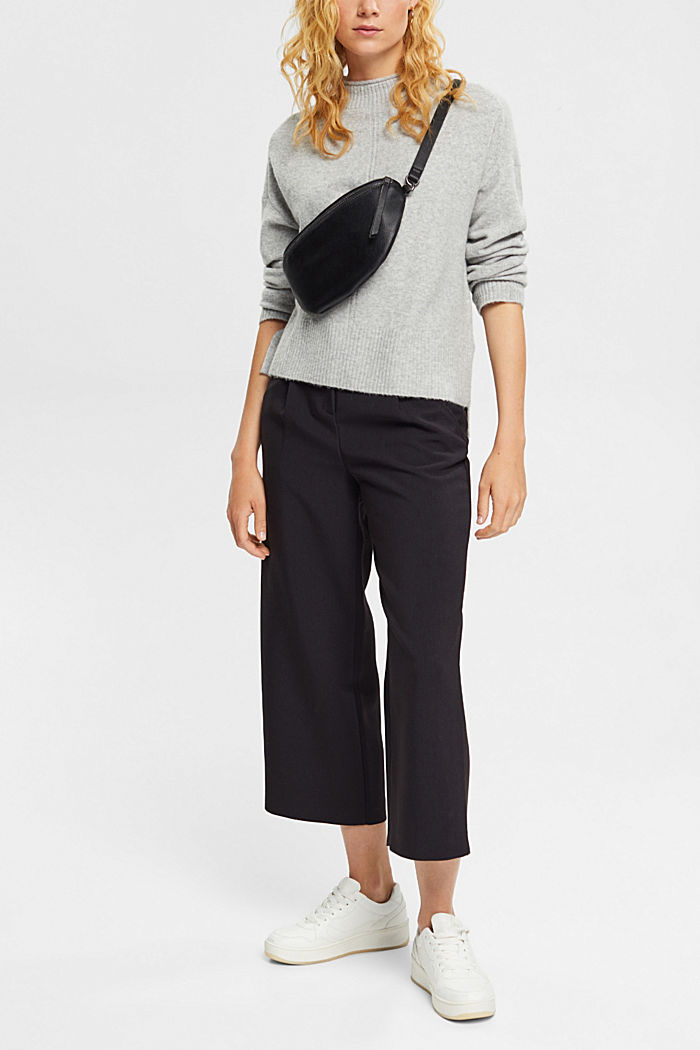 Wool blend: fluffy jumper with stand-up collar, LIGHT GREY, detail-asia image number 1