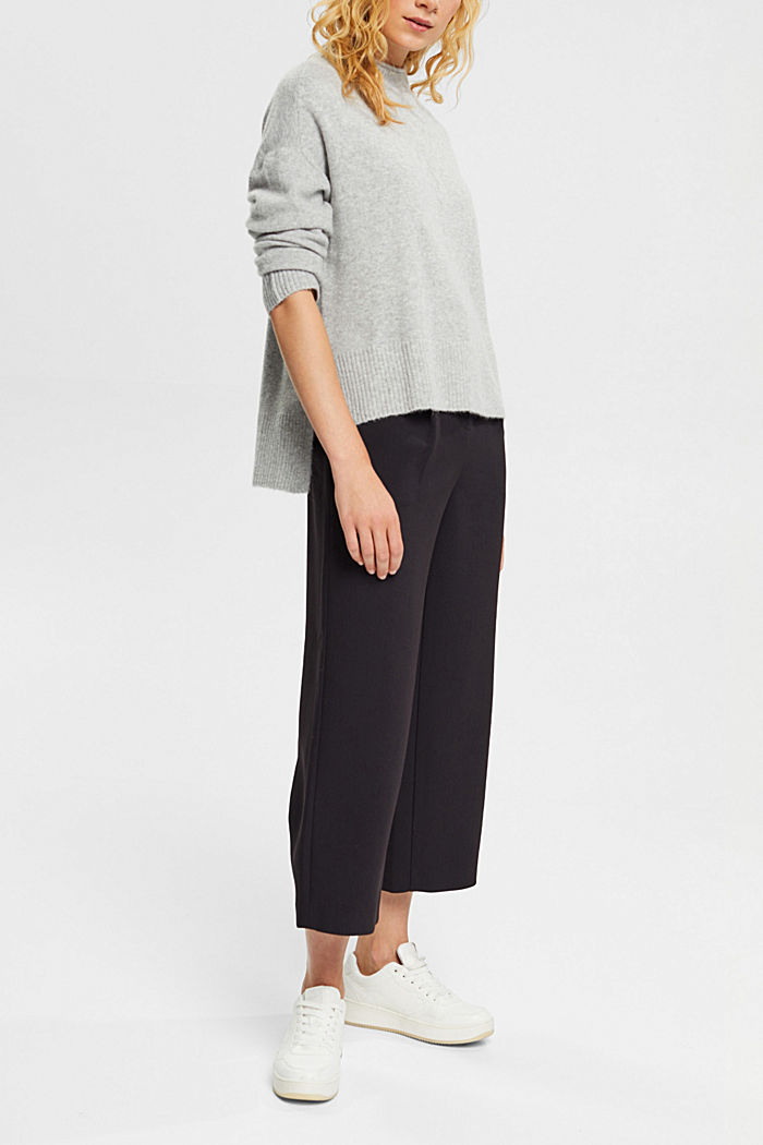 Wool blend: fluffy jumper with stand-up collar, LIGHT GREY, detail-asia image number 4