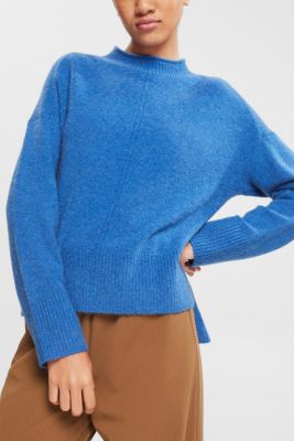 Wool blend: fluffy jumper with stand-up collar