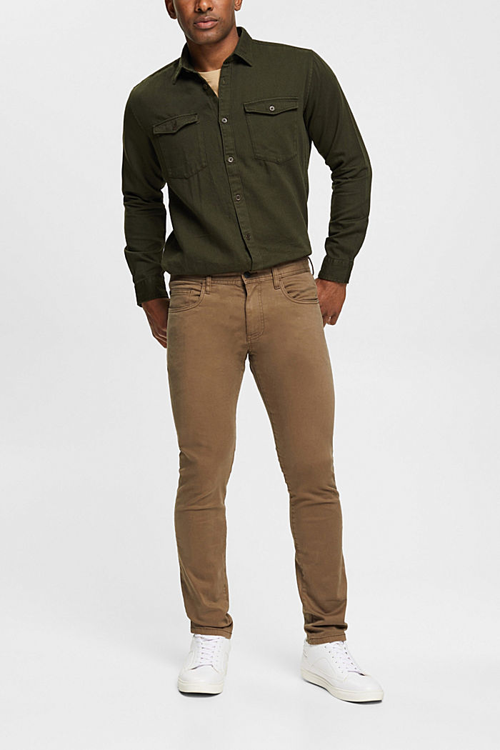 Slim fit trousers, organic cotton, DARK KHAKI, detail-asia image number 5