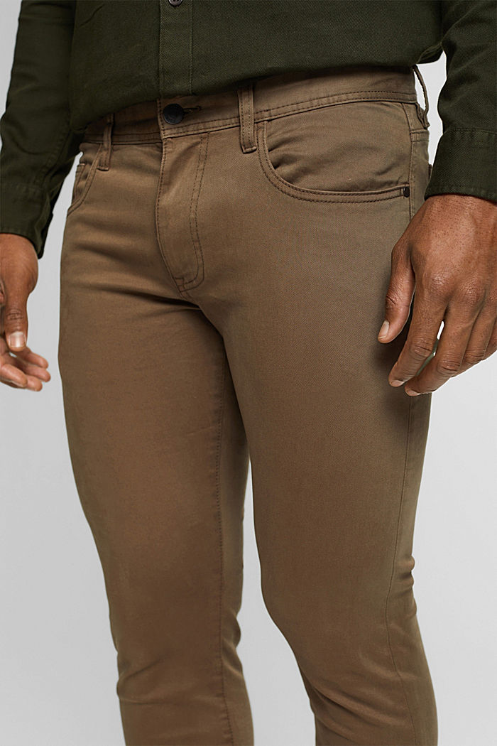 Slim fit trousers, organic cotton, DARK KHAKI, detail-asia image number 2