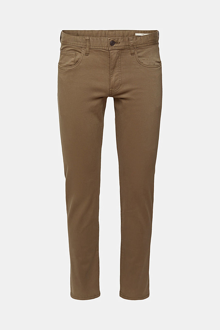 Slim fit trousers, organic cotton, DARK KHAKI, detail-asia image number 7