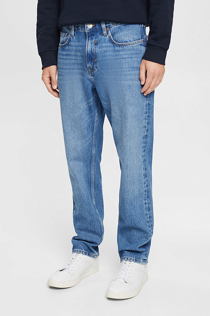 Jeans with a straight leg, organic cotton, BLUE MEDIUM WASHED, detail-asia image number 0