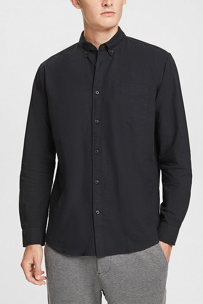 鈕扣恤衫，100% 棉, 黑色, detail-asia image number 0