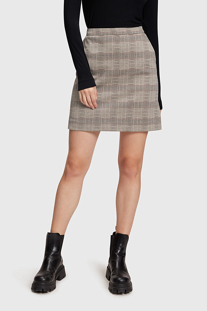 Mini skirt with a Prince of Wales check pattern, BEIGE, detail-asia image number 0