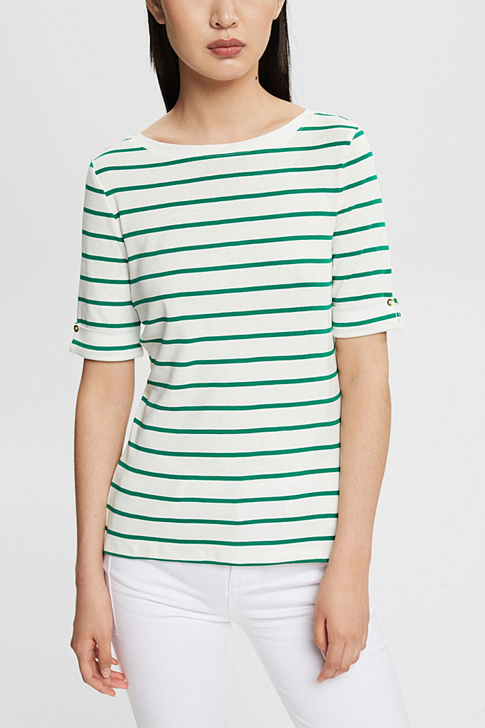 패션 스트라이프 티셔츠, EMERALD GREEN, detail-asia image number 0