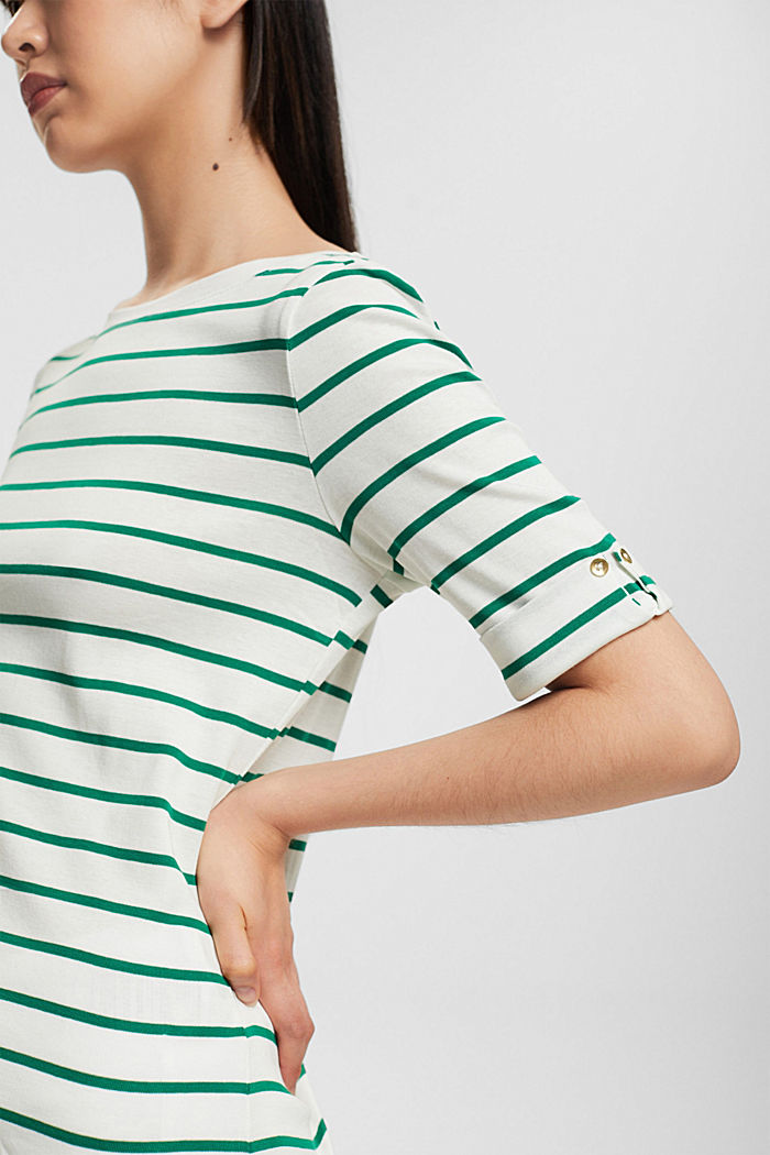 Striped jersey t-shirt, EMERALD GREEN, detail-asia image number 2