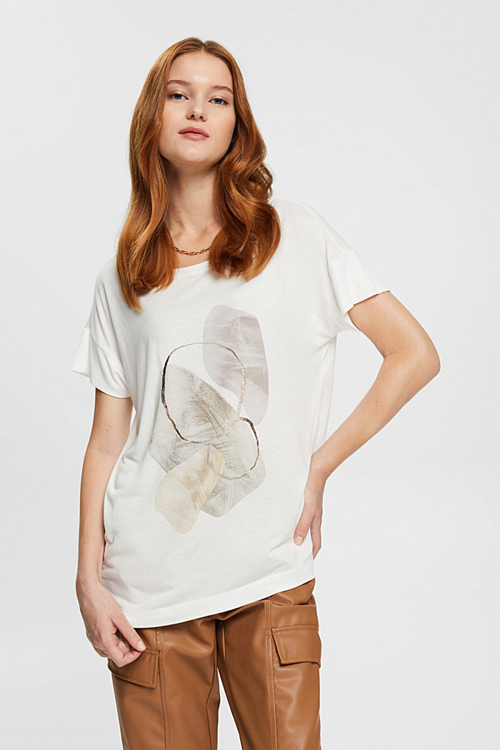 Floral print t-shirt, OFF WHITE, detail image number 0