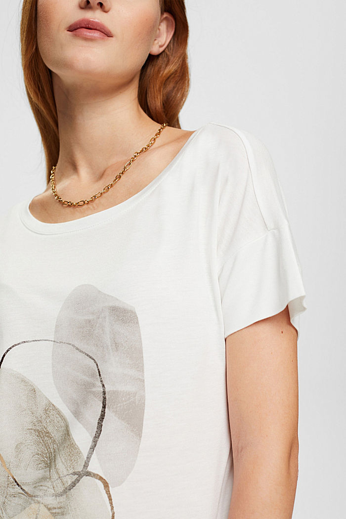 Metallic print t-shirt, LENZING™ ECOVERO™, OFF WHITE, detail-asia image number 2