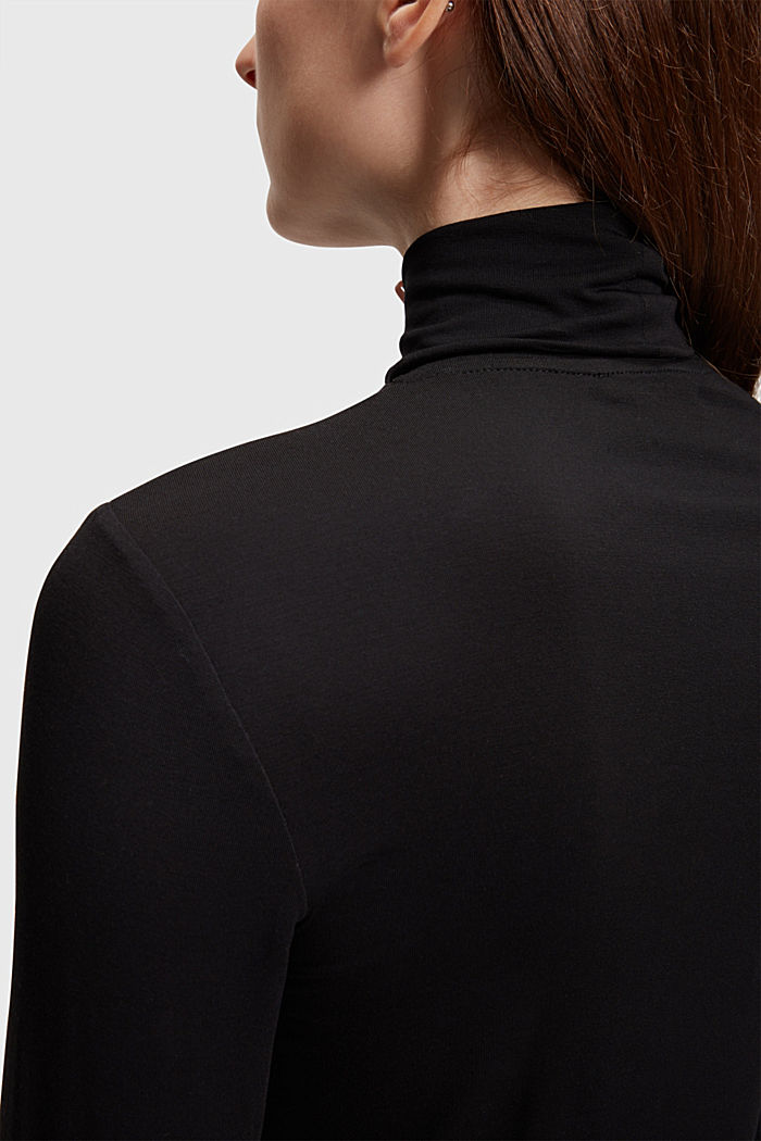 Long-sleeved roll neck top, TENCEL™, BLACK, detail-asia image number 2