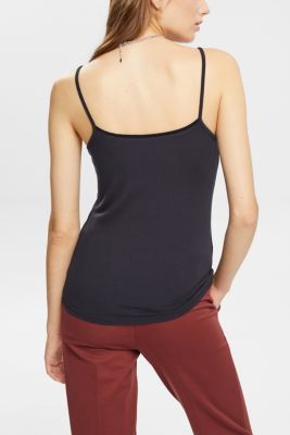Spaghetti strap top, LENZING™ ECOVERO™, BLACK, detail-asia image number 3