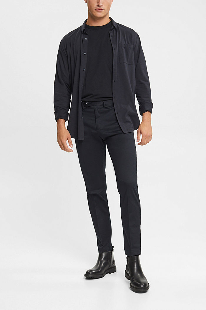 彈性棉質斜紋布褲, 黑色, detail-asia image number 1