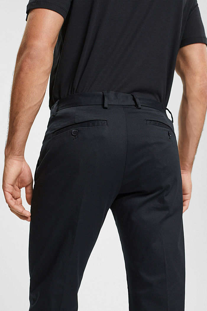 彈性棉質斜紋布褲, 黑色, detail-asia image number 3