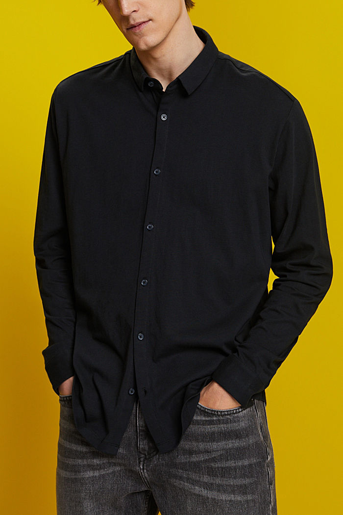 Shirts knitted Slim Fit, BLACK, detail-asia image number 0