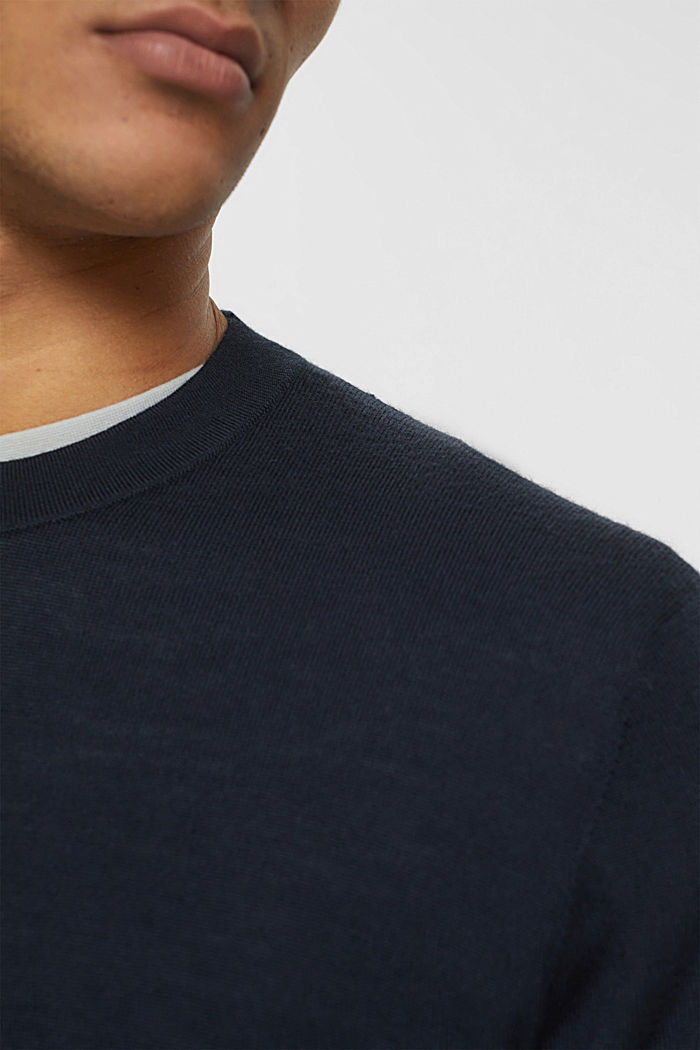 Knitted wool sweater, NAVY, detail-asia image number 2