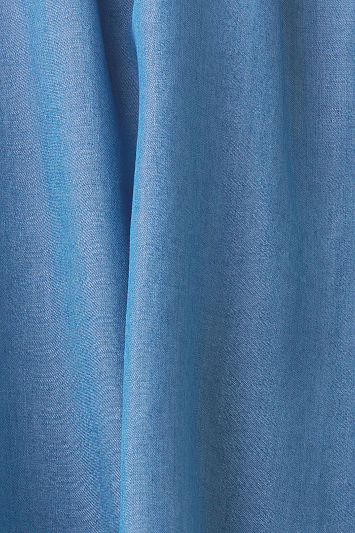 Faux-denim sleeveless blouse with ruffled neckline, BLUE MEDIUM WASHED, detail-asia image number 6