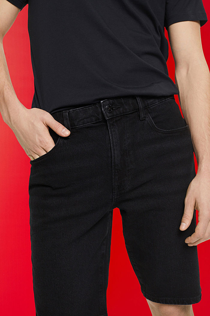 Slim fit denim shorts, BLACK DARK WASHED, detail-asia image number 2