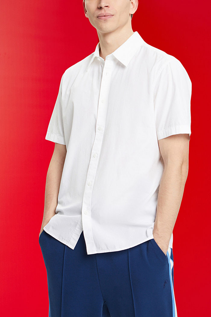 Short-sleeved sustainable cotton shirt, WHITE, detail-asia image number 0