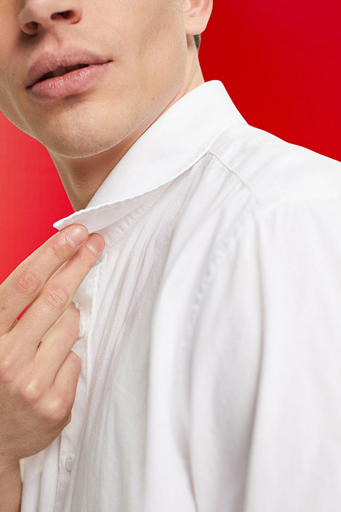 Short-sleeved sustainable cotton shirt, WHITE, detail-asia image number 2