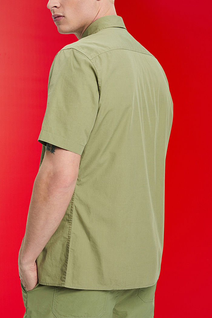 Short-sleeved sustainable cotton shirt, LIGHT KHAKI, detail-asia image number 3