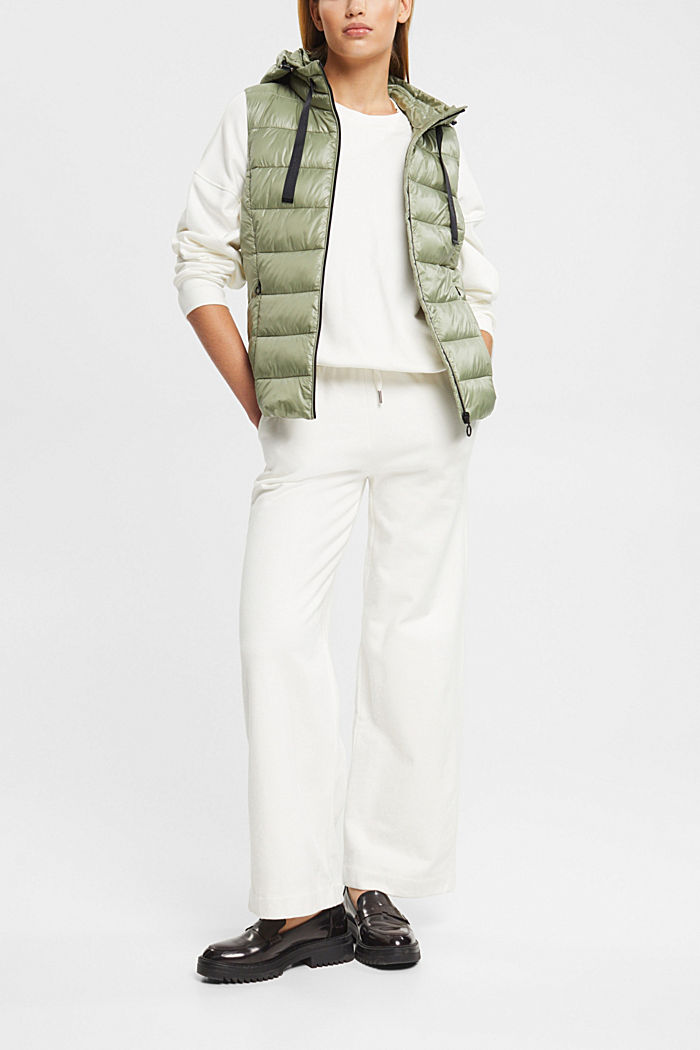 Quilted body-warmer with detachable hood, LIGHT KHAKI, detail-asia image number 1