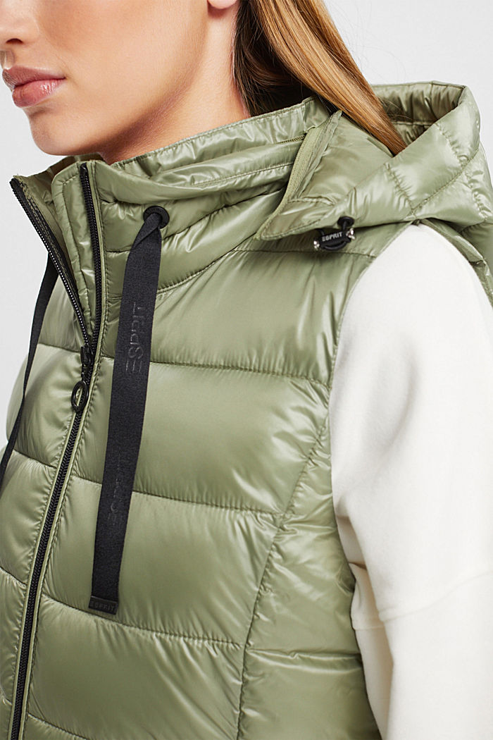 Quilted body-warmer with detachable hood, LIGHT KHAKI, detail-asia image number 2