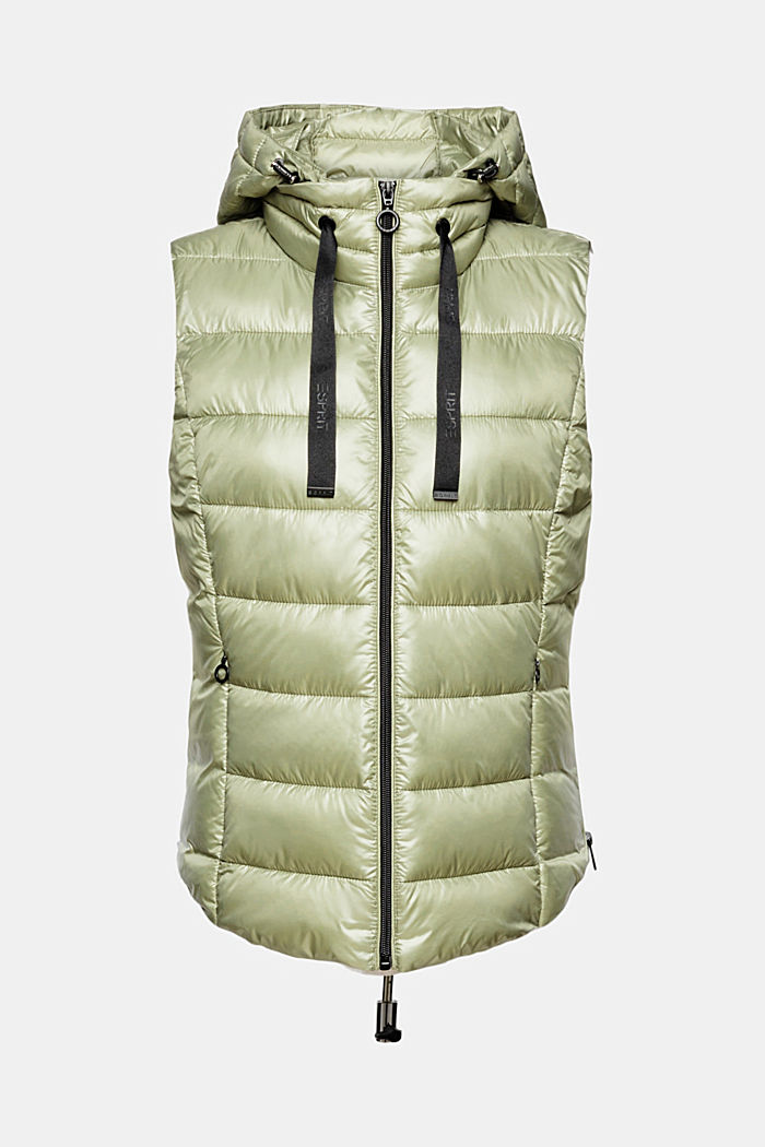 Quilted body-warmer with detachable hood