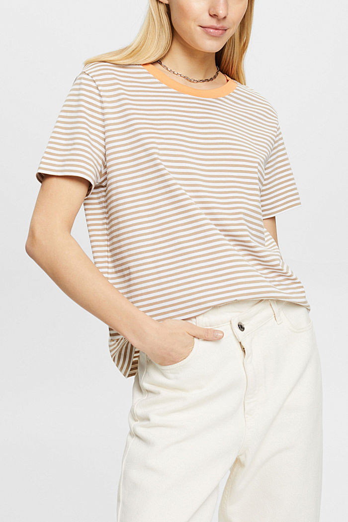 條紋T恤, 灰褐色, detail-asia image number 0