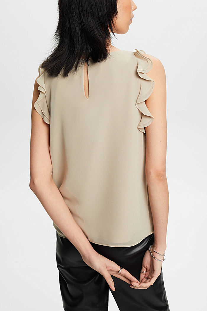 Chiffon blouse with ruffles, DUSTY GREEN, detail-asia image number 1