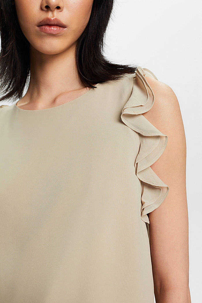 Chiffon blouse with ruffles, DUSTY GREEN, detail-asia image number 4