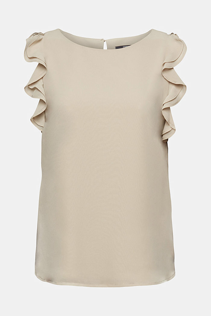 Chiffon blouse with ruffles, DUSTY GREEN, detail-asia image number 7