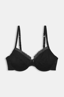 Esprit - Unpadded underwire bra with a lace trim at our Online Shop