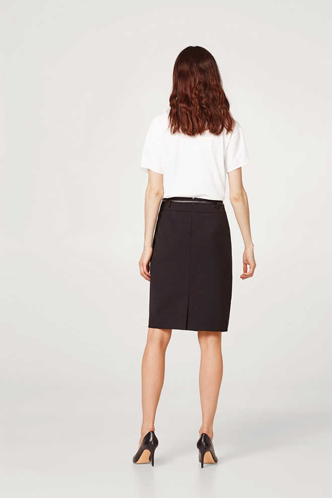 Esprit - basic stretch business skirt with belt at our Online Shop
