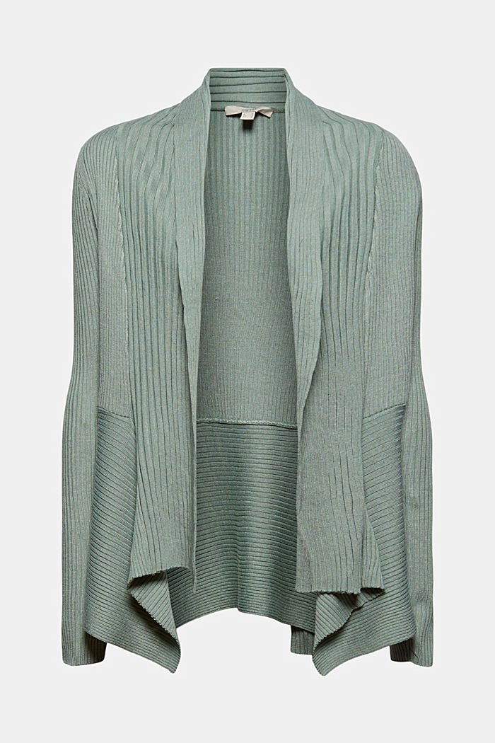 Recycelt: offener Ripp-Cardigan, DUSTY GREEN, detail image number 6