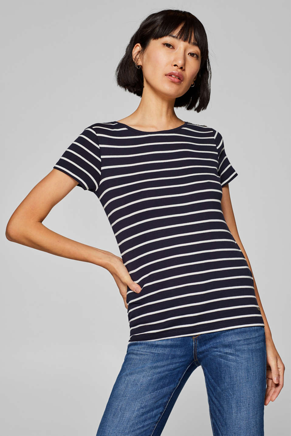Esprit - Striped top with organic cotton, 100% cotton at our Online Shop