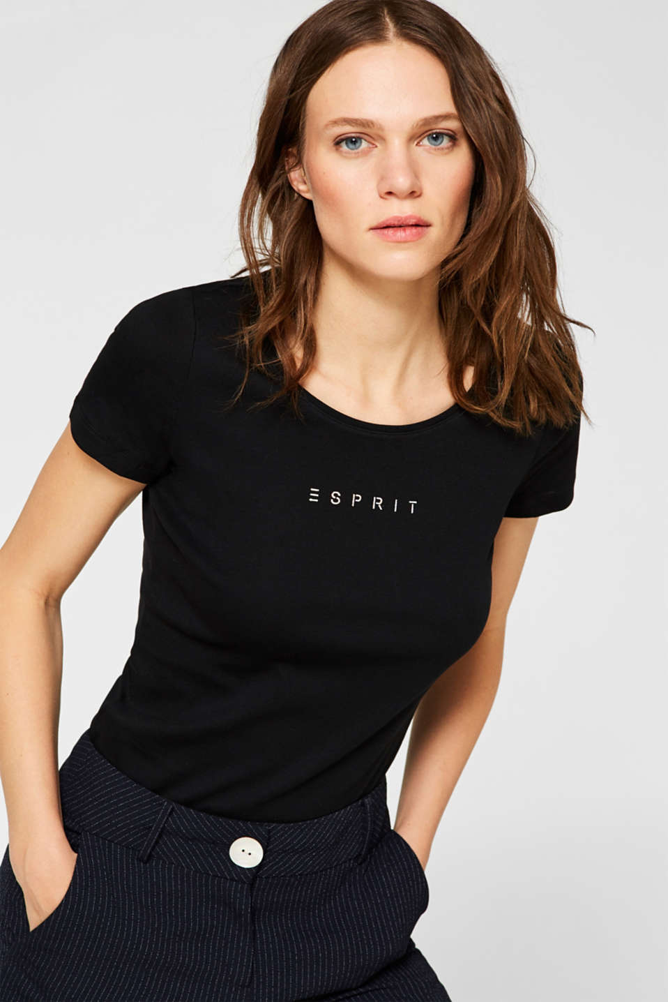 Esprit - Logo T-shirt with organic cotton, 100% cotton at our Online Shop
