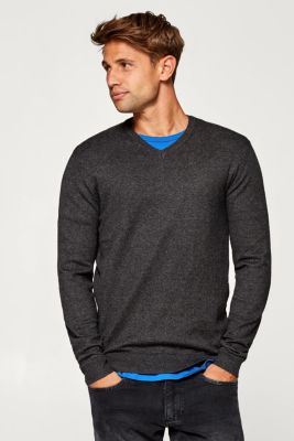Esprit - Cashmere blend: V-neck jumper at our Online Shop