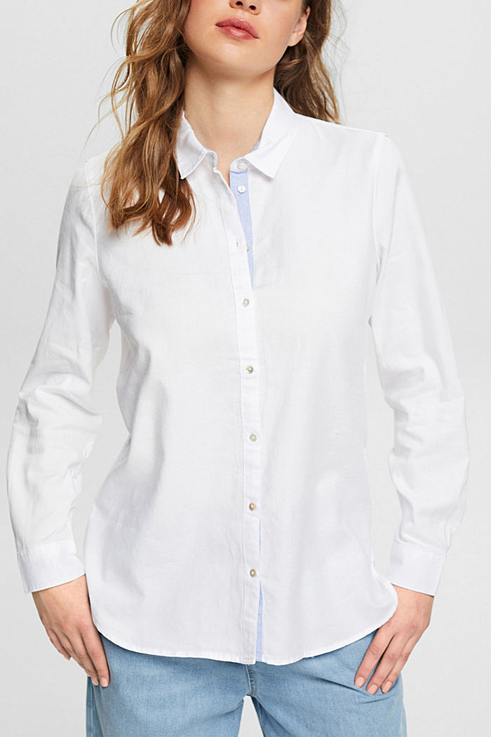 以 100% 棉製成的女裝恤衫上衣, 白色, detail-asia image number 0