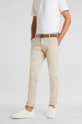 Esprit Stretch cotton chinos with a belt at our Online Shop