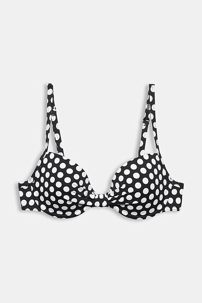 Padded underwire top with a polka dot print