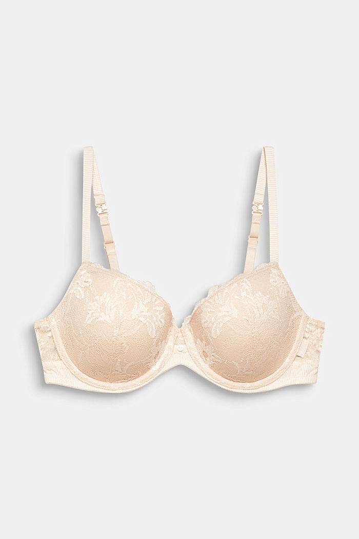 Mixed material padded underwire bra