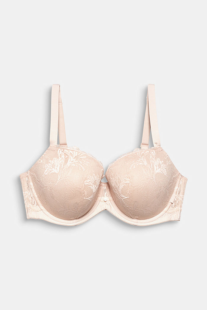 Padded underwire bra with lace, for larger cup sizes
