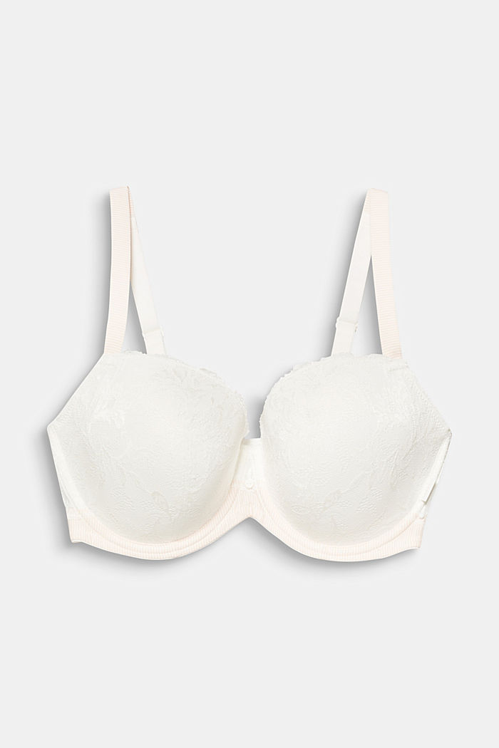 Padded underwire bra in a mix of materials, for larger cup sizes