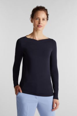 Esprit - Long sleeve top with a beautiful neckline at our Online Shop