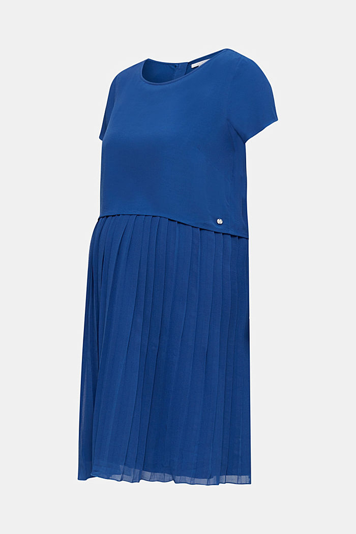 Geplisseerde jurk met voedingsfunctie, BRIGHT BLUE, detail image number 0