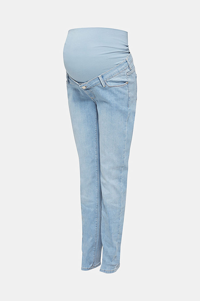 Bleached jeans with an over-bump waistband, LIGHTWASH, overview