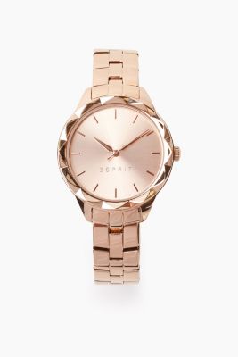 Esprit - Rose gold tone stud watch + metal bracelet at our Online Shop