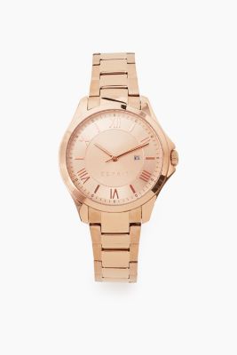 Esprit - Watch in a rose gold shade, date, link strap at our Online Shop
