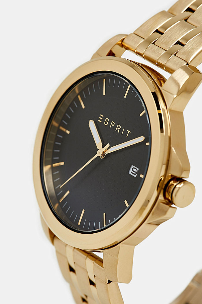Stainless-steel watch with link bracelet, GOLD, detail image number 1