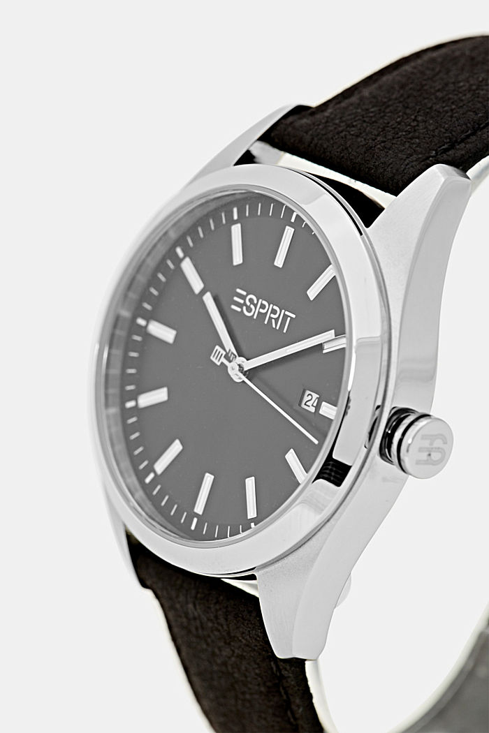 Wegańska: Zegarek ze stali szlachetnej z datownikiem, BLACK, detail image number 1